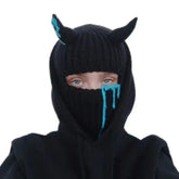 Funny Devil Horn Balaclava Hooded Mask